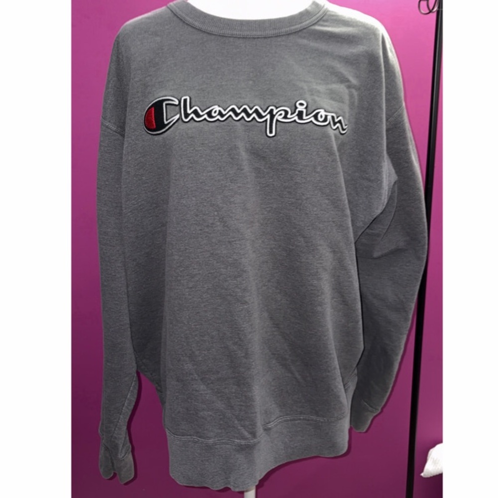 MENS Champion Charcoal Crewneck Sweater - Picture 3 of 5